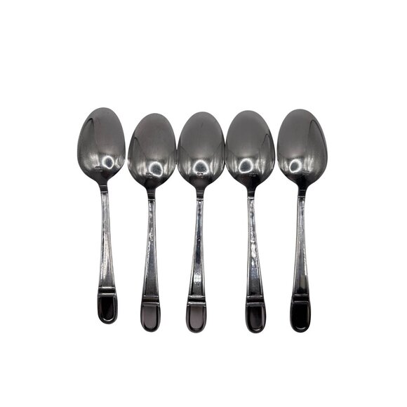 5 Oneida Colonnade stainless steel Soup spoons glossy with frosted handle 7 1/8” - Picture 3 of 4